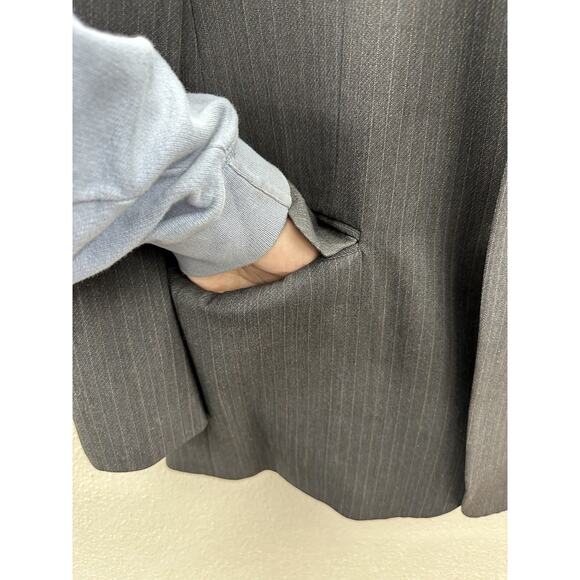 Cross & Winsor Mens Suit Coat 42R Gray Pinstripe Two Button Up Single Breasted - Picture 5 of 16